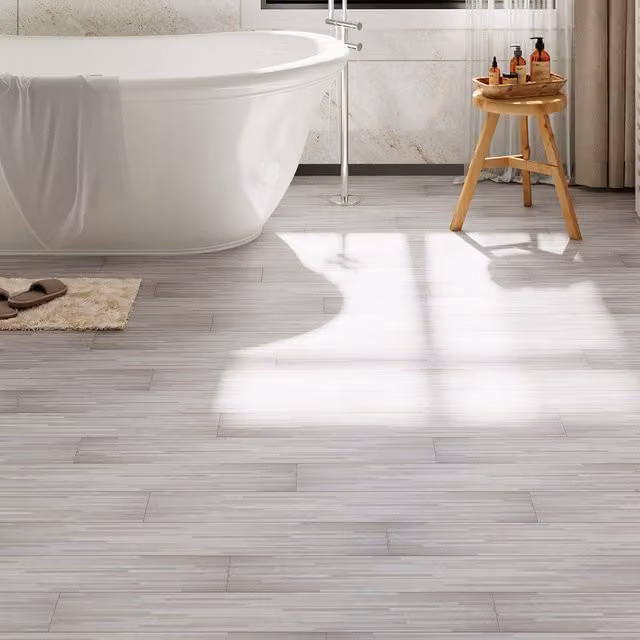 Darphe 36-Piece Self-Adhesive Wood-Look PVC Flooring Planks in Beige and White