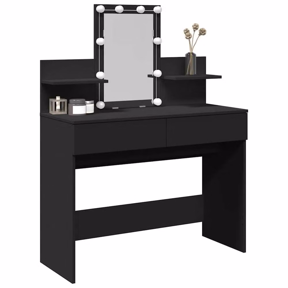 Berkfield Home Hollywood LED Dressing Table in Black, W/D/H: 100 x 40 x 130 cm – 4