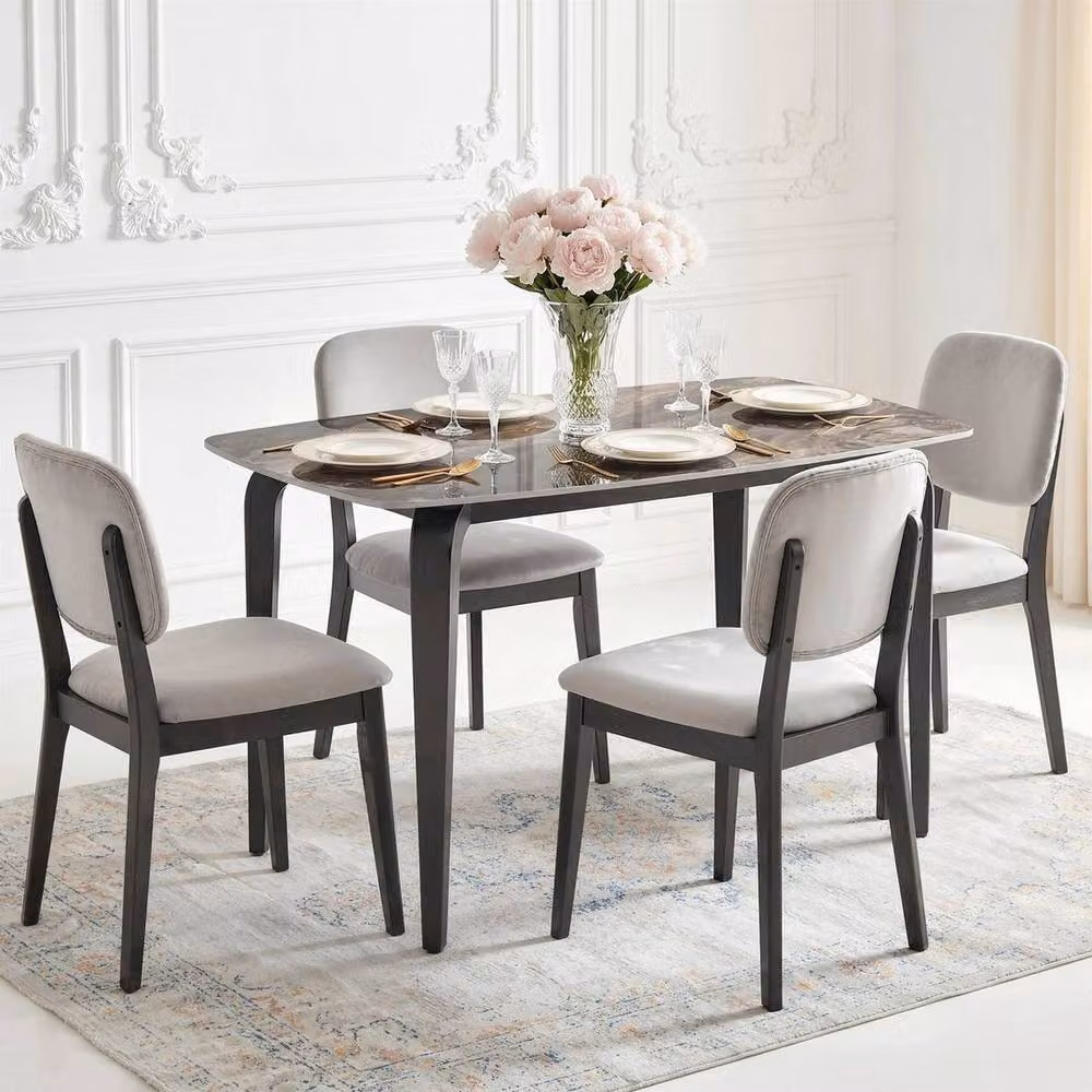KORVIXA Modern Square Dining Table for 4 with Brown Glossy Sintered Stone Tabletop, W/D: 100 x 100 cm – 2