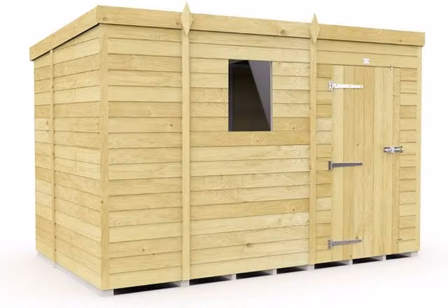 Buttercup Farm Brown Pent Shed with Single Door and Windows, L214 x W276 x H201 cm – 1