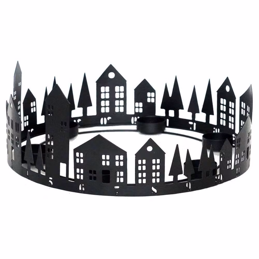 Lemon Pavilion Round Advent Tealight Centrepiece in Black, W: 33 cm, D: 33 cm, H: 15 cm – 2