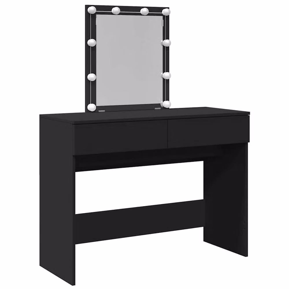 Berkfield Home Beautiful Modern Hollywood LED Dressing Table in Black, W/D/H: 100 x 40 x 130 cm – 3