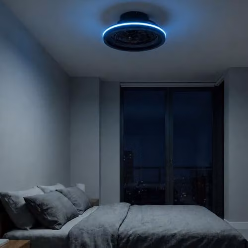 Netlighting Globo Lighting Modern Ceiling Fan in Black with RGBW LED, Dimmable Remote Control and Timer, Diameter: 48 cm – 5