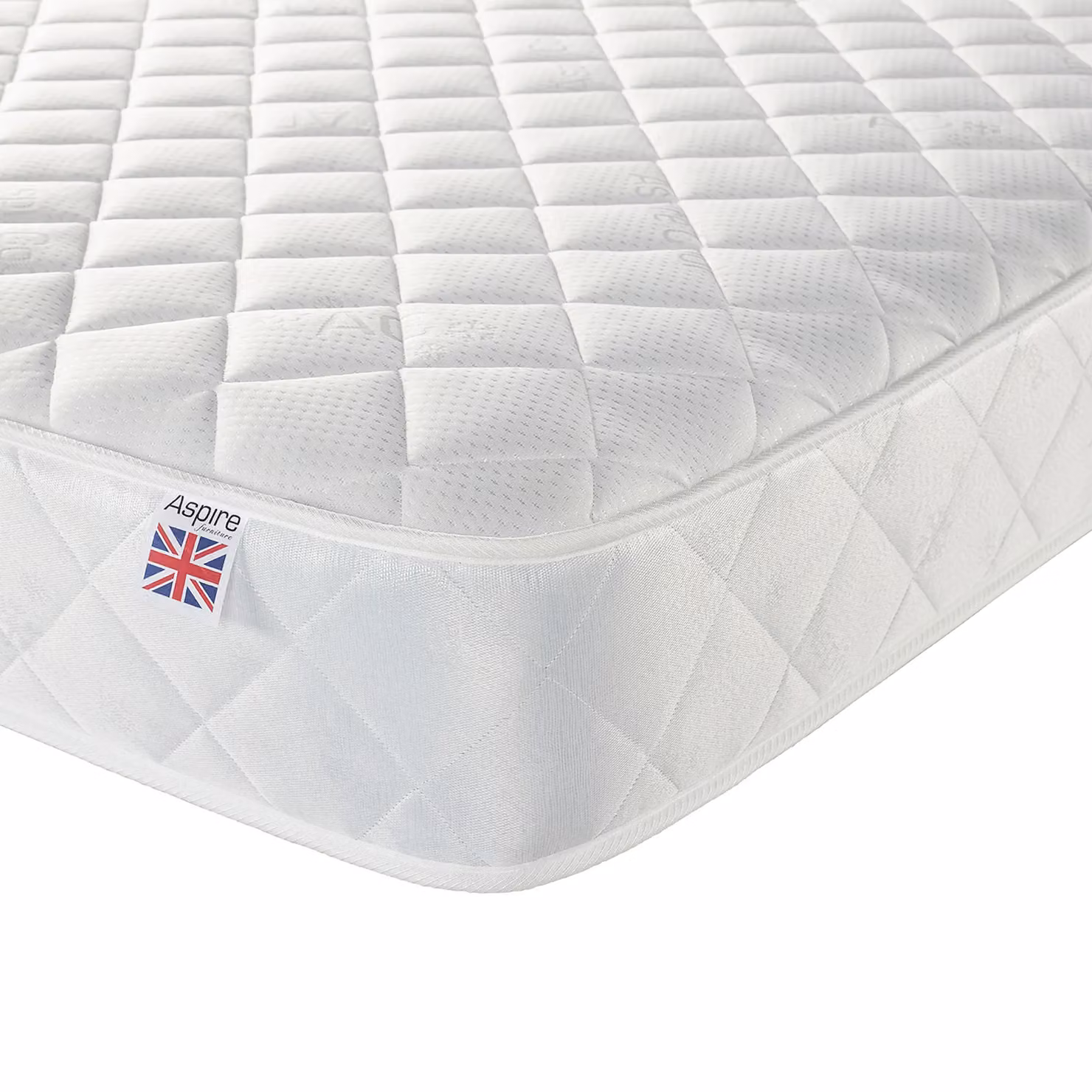 Aspire Atlantic White Lacquered Solid Wood Bed Frame and Quilted Spring Mattress Set, W/D/H: 90 x 190 x 82 cm – 3