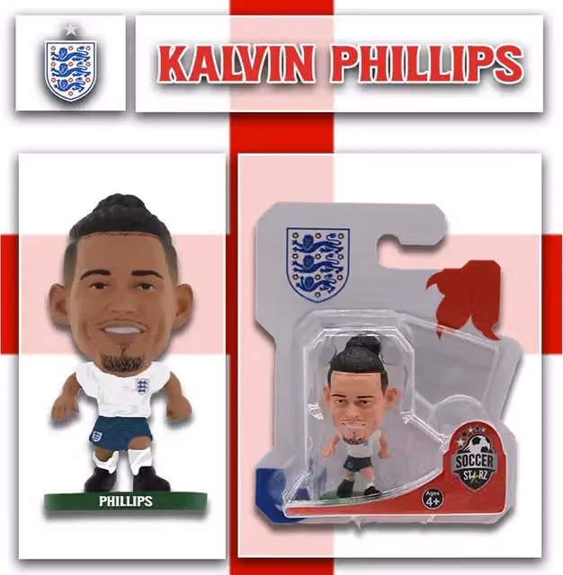SoccerStarz England Kalvin Phillips 2022 Version Mini Figure, Blue/White/Multicolour, Height: 5 cm