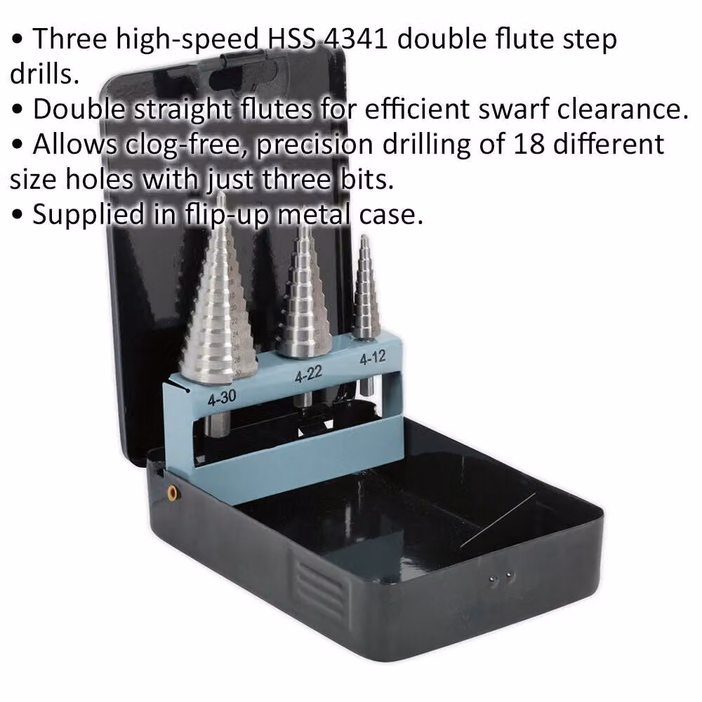 Loops 3 Piece HSS Double Flute Twist Drill Bit Set in Silver and Multicolour – 2