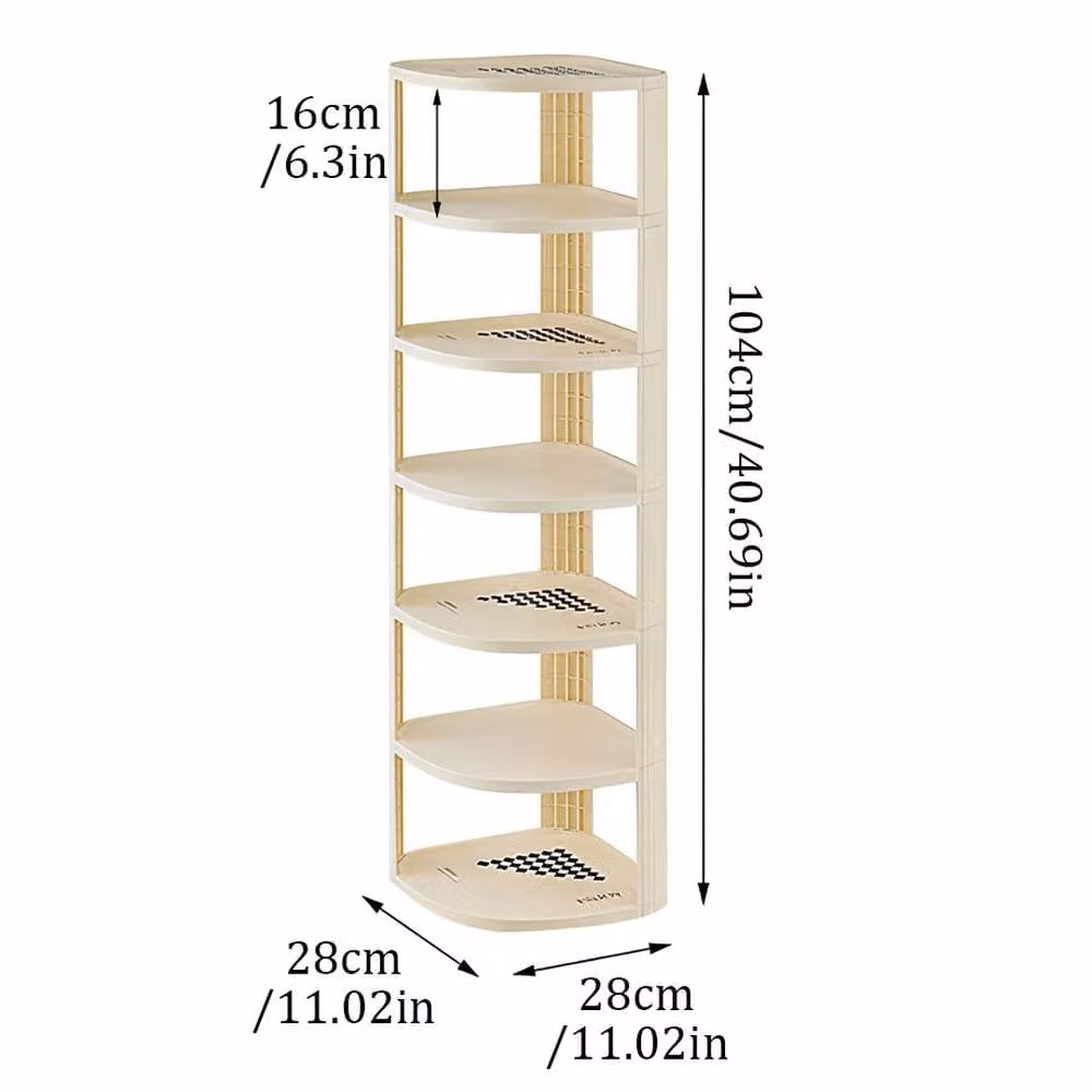 SPETLEK 7 Tier Tall Shoe Rack Storage Shelf Unit in Beige – 1