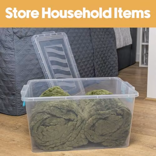JVL Set of 3 Transparent Plastic Lidded Storage Boxes, 30L, Stackable – 2