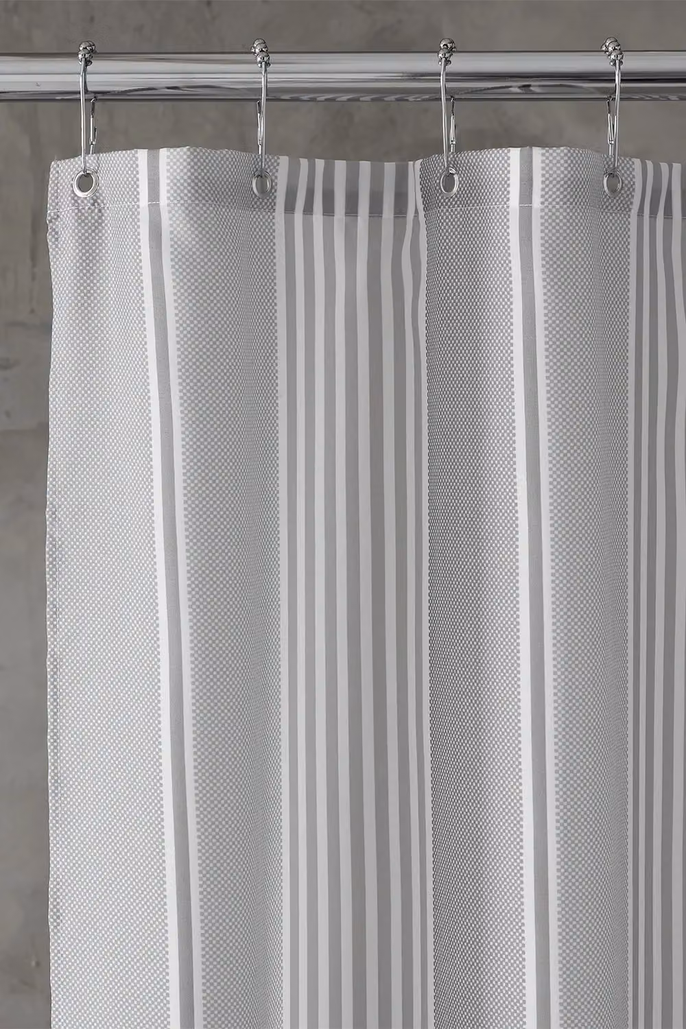 Catherine Lansfield Textured Stripe Shower Curtain in Silver – 2
