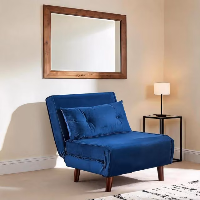 Home Source Morella Velvet Single Folding Sofa Bed in Blue, Green or Grey