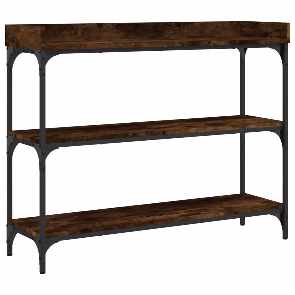 Berkfield Home Console Table with Shelves in Smoked Oak Brown, W/D/H: 100 x 30 x 80 cm – 2
