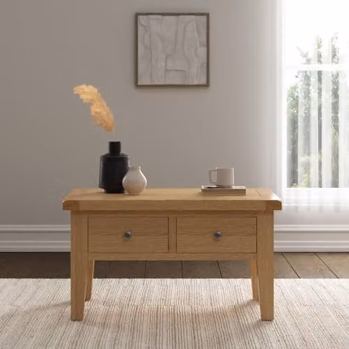 Seconique Windsor 2 Drawer Coffee Table in Oak – 1