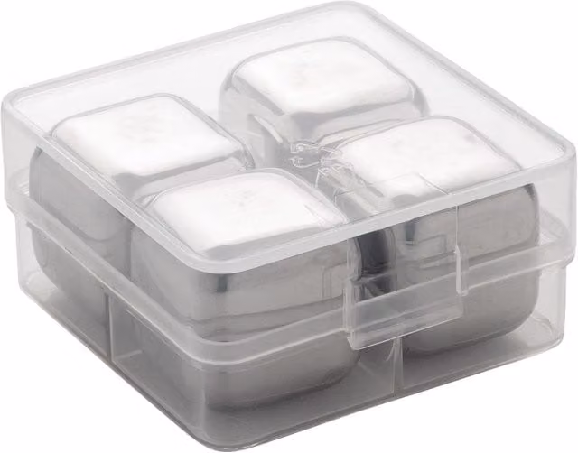XD Design Stainless Steel Reusable Square Ice Cube Trays, Pack of 4, Silver – 1