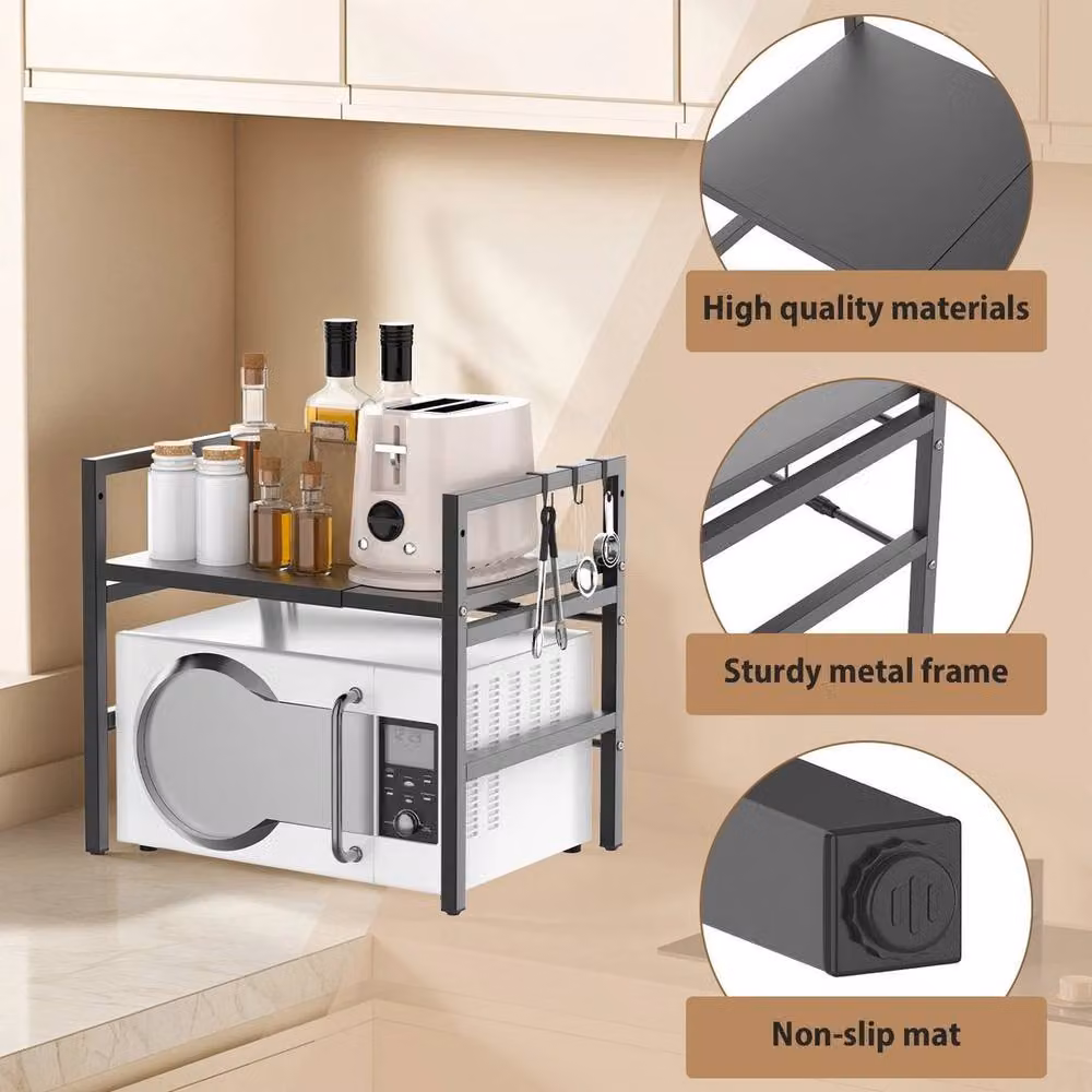 FLAVORA 2 Tier Heavy Duty Microwave Stand Rack in Black – 5
