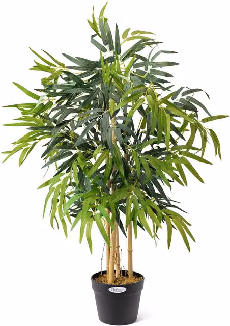 Christow Artificial Green Bamboo Tabletop Plant in Pot, Height: 90 cm