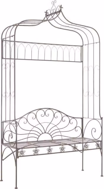 Berkfield Home Metal Garden Bench in Antique Brown, Width: 122 cm