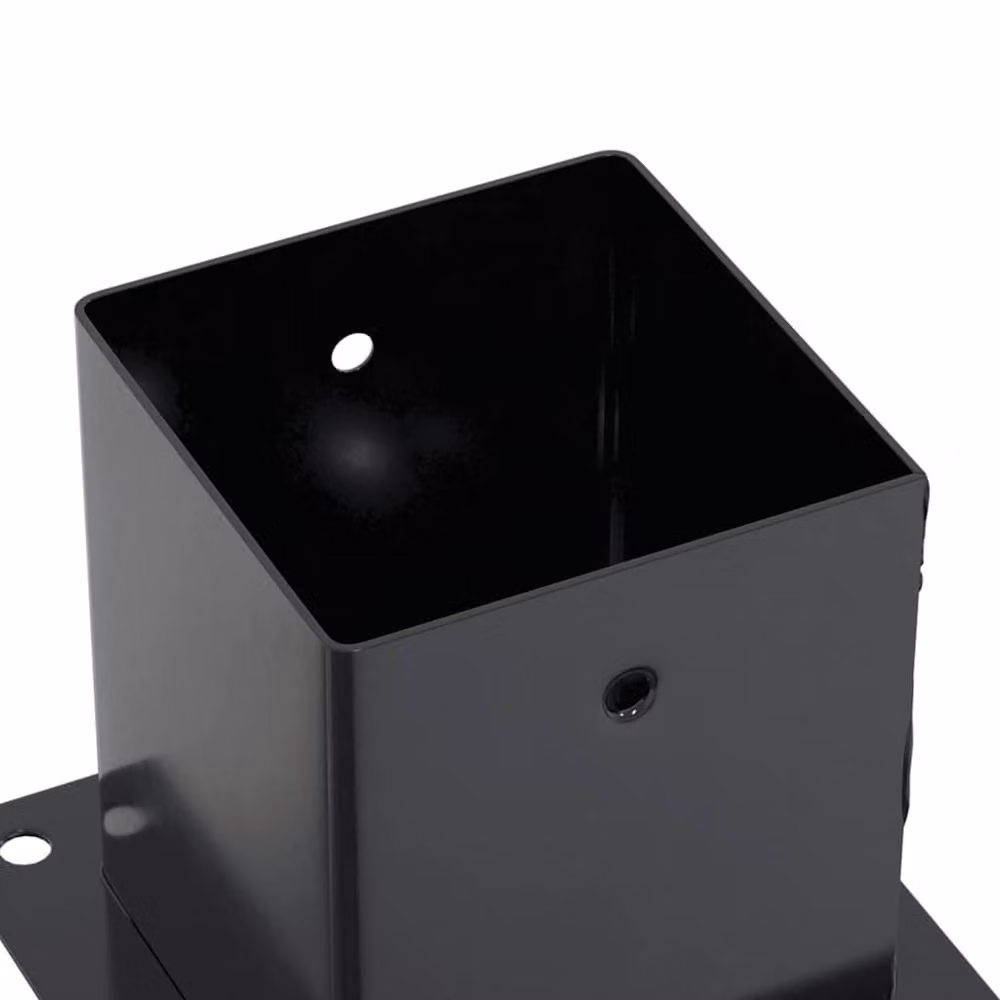 Berkfield Home Square Post Bases, 4 Pack, Anthracite Powder-coated Steel, W/D: 12.1 x 12.1 cm – 4