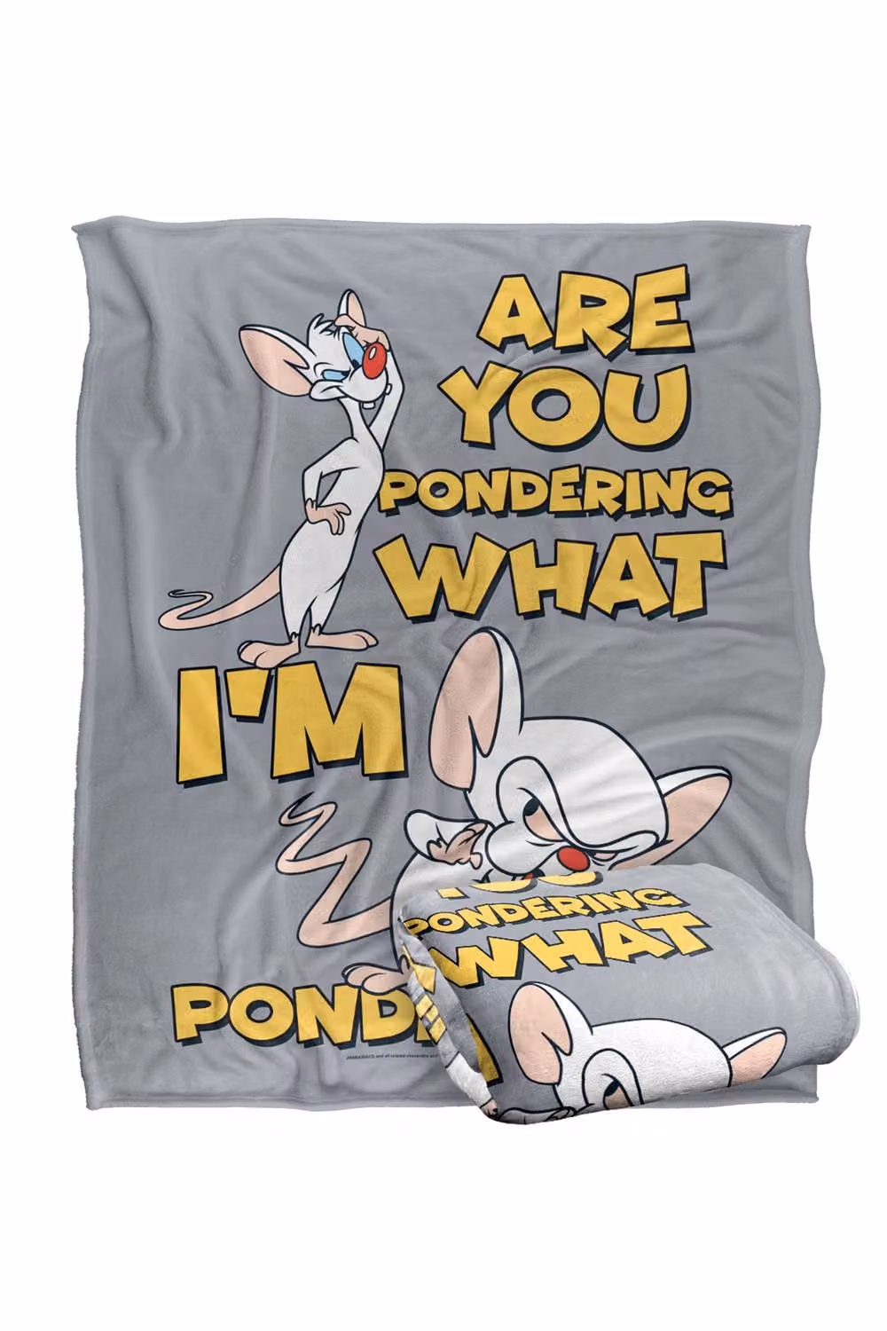 Warner Bros. Pinky & The Brain Pondering Extra Large Fluffy Polyester Throw Blanket in Grey and Multicolour – 2