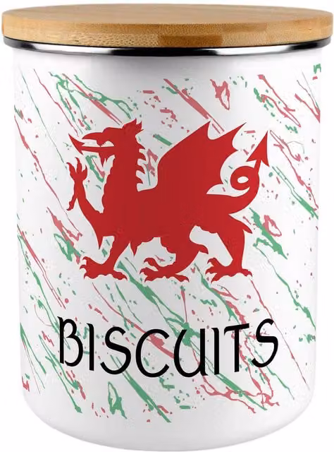 Purely Home Welsh Dragon Extra Large Metal Biscuit Tin in Red, Green and White