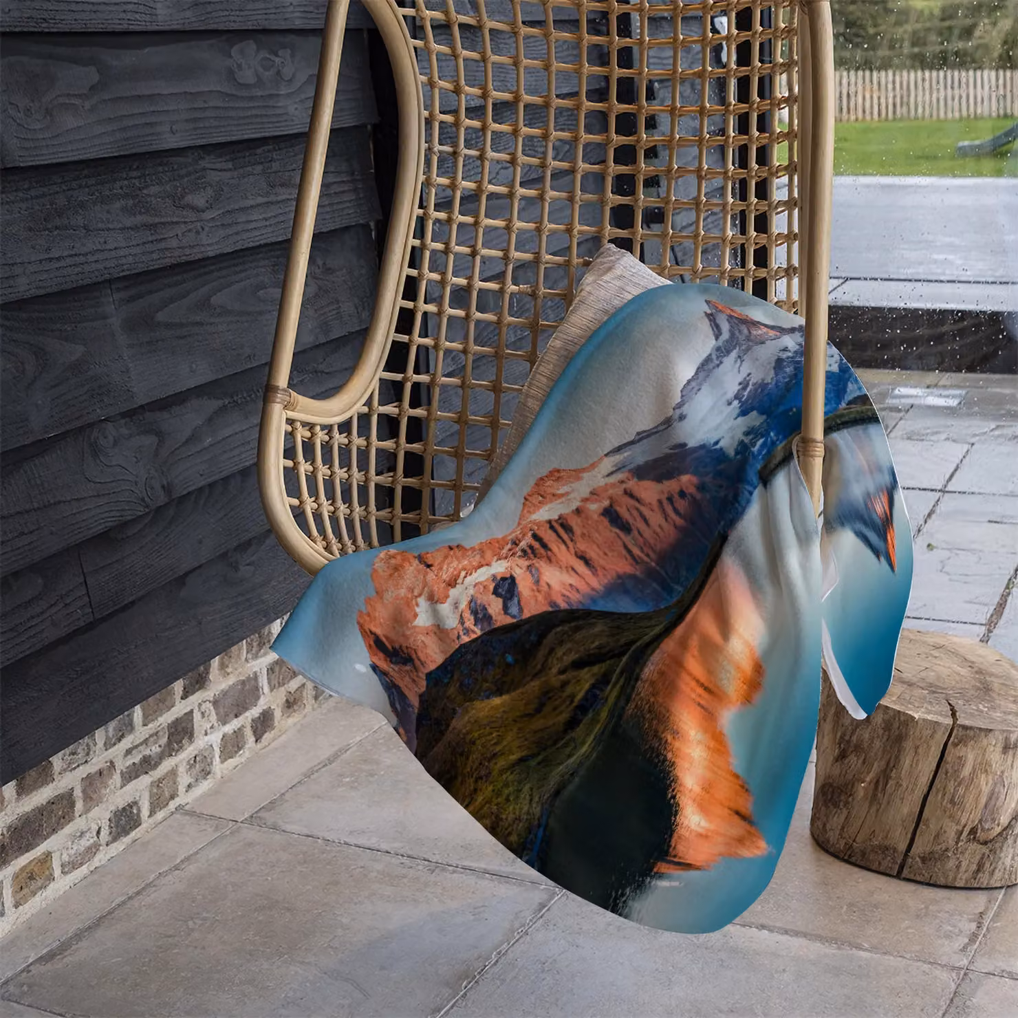 Benjamin Tate Design Fantastic Evening Panorama of Bachalp Lake Fleece Blanket in Multicolour, W/D/H: 120 x 150 cm – 3