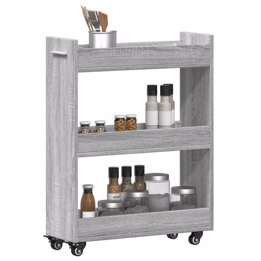 Berkfield Home Grey Sonoma Cabinet with Wheels, W/D/H: 60 x 22 x 79 cm – 3