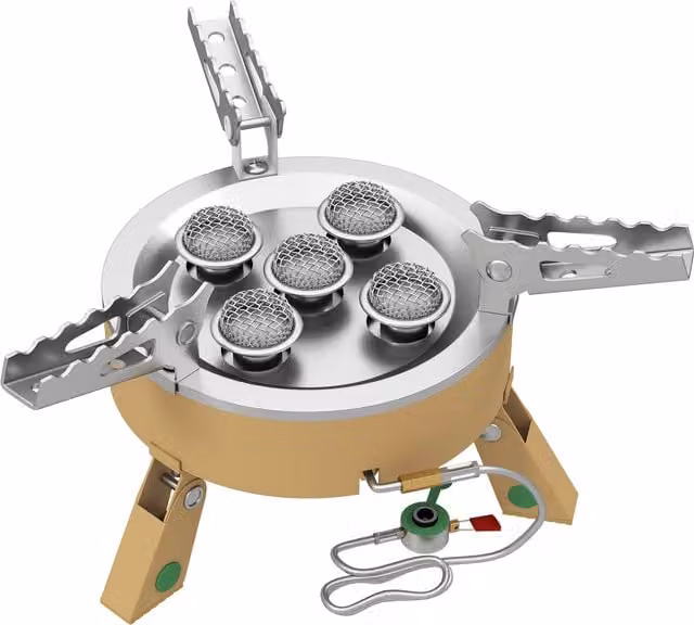 Outsunny 7000W Camping Gas Stove with Piezo Ignition and Carry Bag, Beige