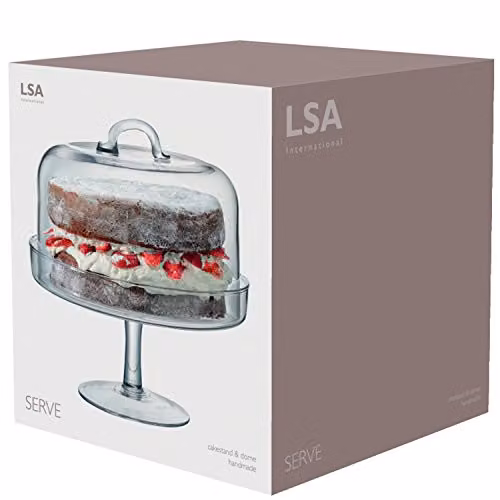 LSA International Transparent Glass Round Cakestand and Dome, Diameter: 26.5 cm – 2