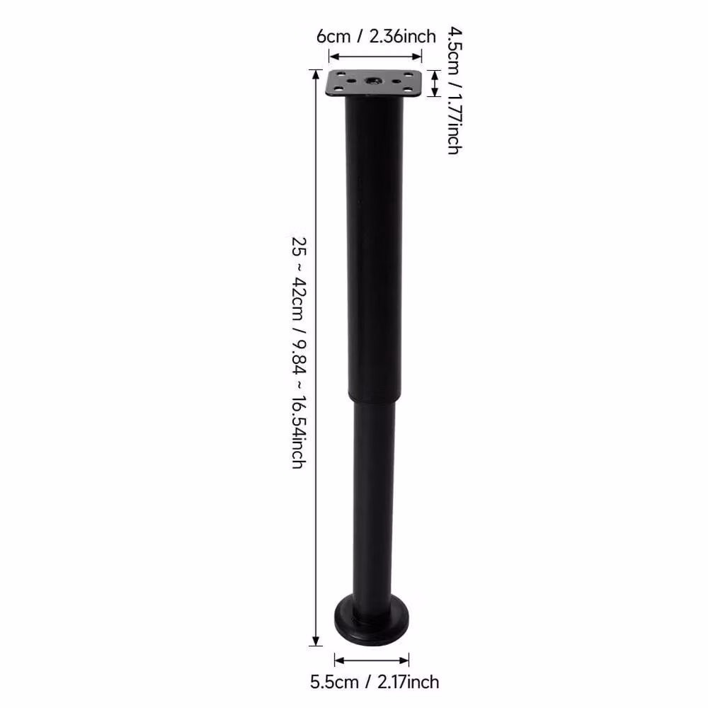 PAWNORA Set of 4 Adjustable Steel Table Legs in Black, Height: 25-42 cm – 2