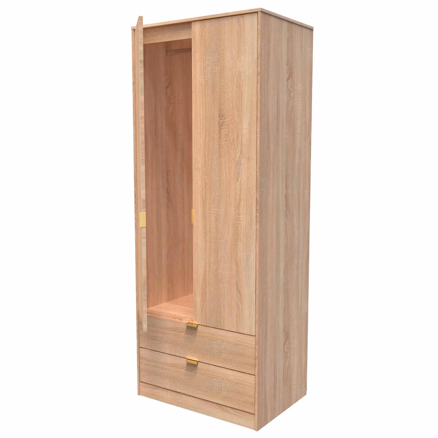 2 U Bexley Ready Assembled 2 Door 2 Drawer Wardrobe in Light Oak – 2