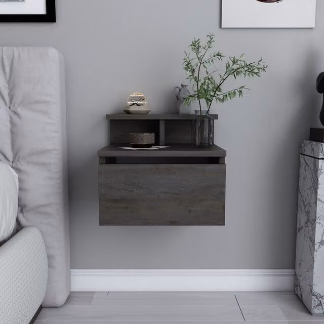 Decorotika Aleph Floating Bedside Table in Anthracite Grey