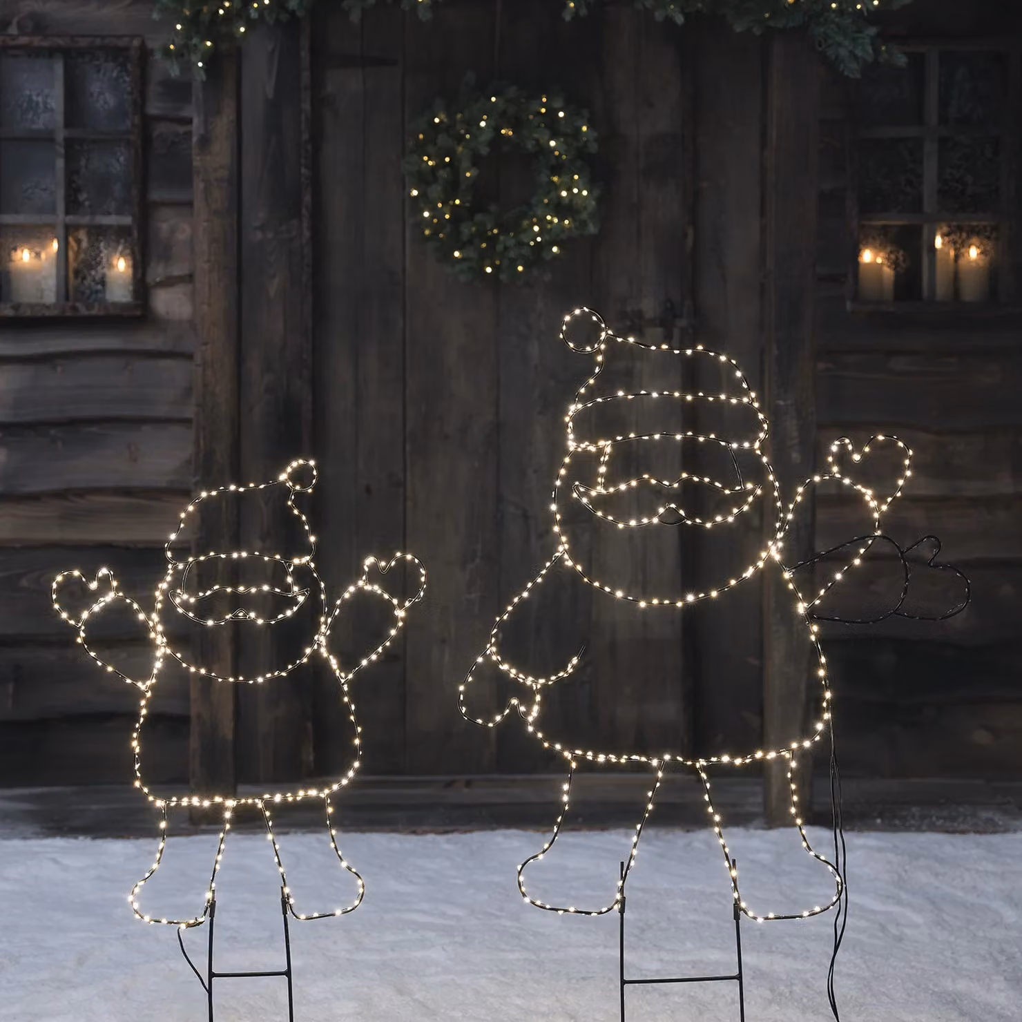 Lights4fun Santa Claus Outline Micro LED Stake Light Duo in Silver and White – 1