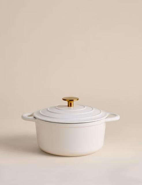 M&S Cast Iron Medium Casserole Dish in Cream
