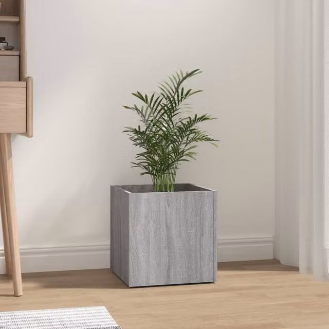 Berkfield Home Grey Sonoma Planter Box in Engineered Wood, W/D/H: 40 x 40 x 40 cm – 1