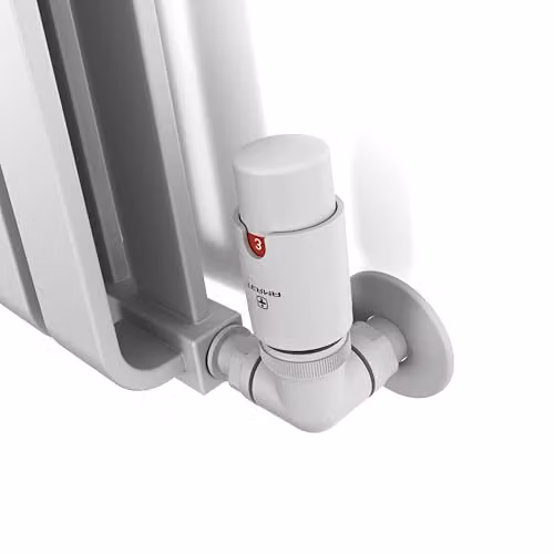 Terma Vario Vision 3-Axis Corner Accessory Valve Set with Pipe Masking, Left Sided, Matt White – 4