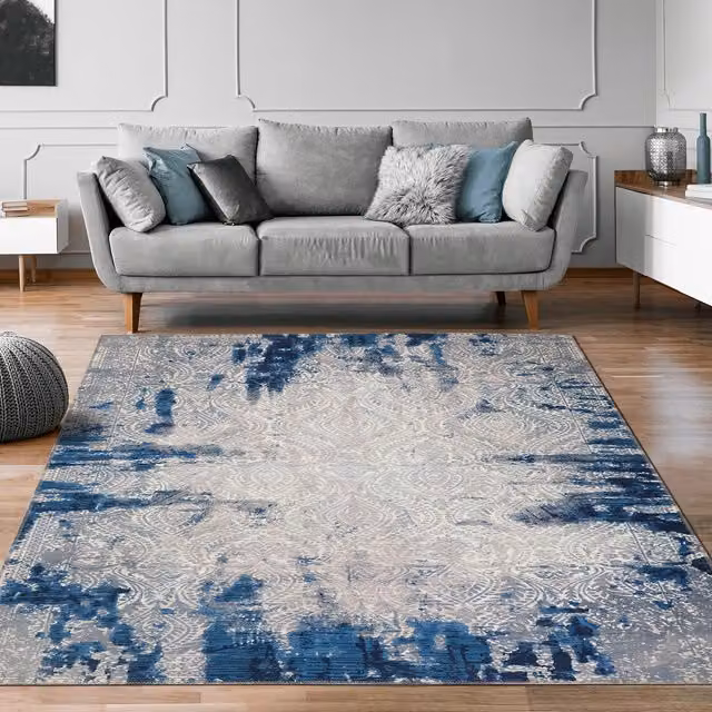 Woohoo Furniture Boston Ombre Chenille Flatweave Rug in Blue and Grey, W: 100 cm, L: 200 cm