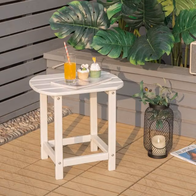 COSTWAY Modern White Patio Adirondack Side Table
