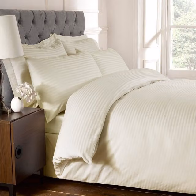 Rapport Home 250 Thread Count Striped Cotton Housewife Pillowcase in Beige and Yellow