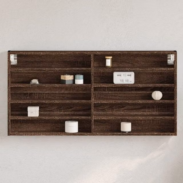 Berkfield Home Brown Oak Vitrine Cabinet with Glass Doors, W: 100 cm, D: 50 cm, H: 8.5 cm – 1