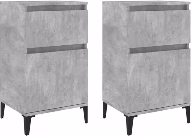 Berkfield Home Set of 2 Modern Bedside Cabinets in Concrete Grey, W/D/H: 40 x 35 x 70 cm – 1