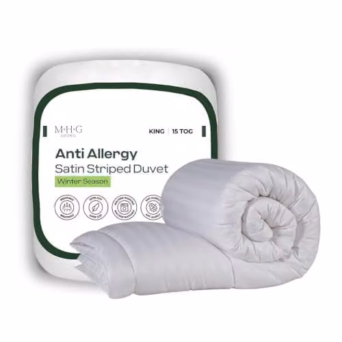 MHG Living 15 Tog Anti-Allergy Microfibre Duvet, White – 1