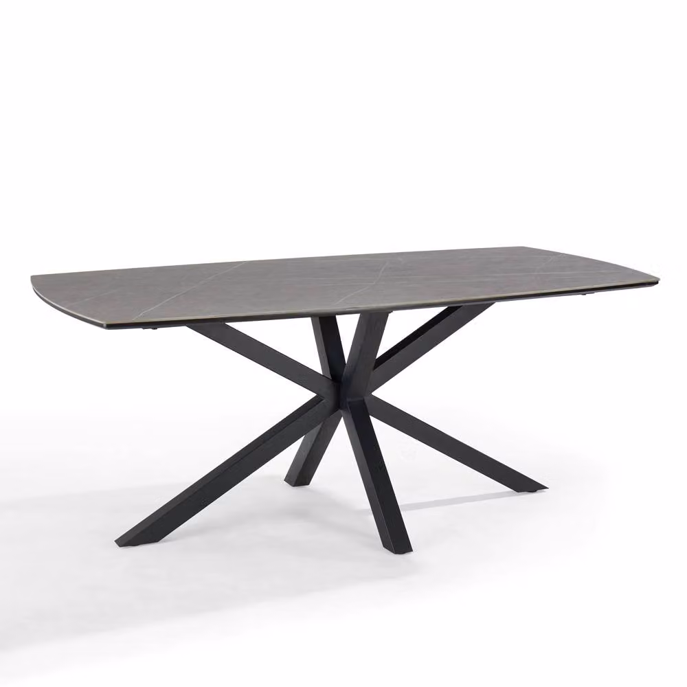 Home Detail Violet Grey Sintered Stone and Ceramic Rectangular Dining Table with X-Frame Base, Width: 150 cm – 2