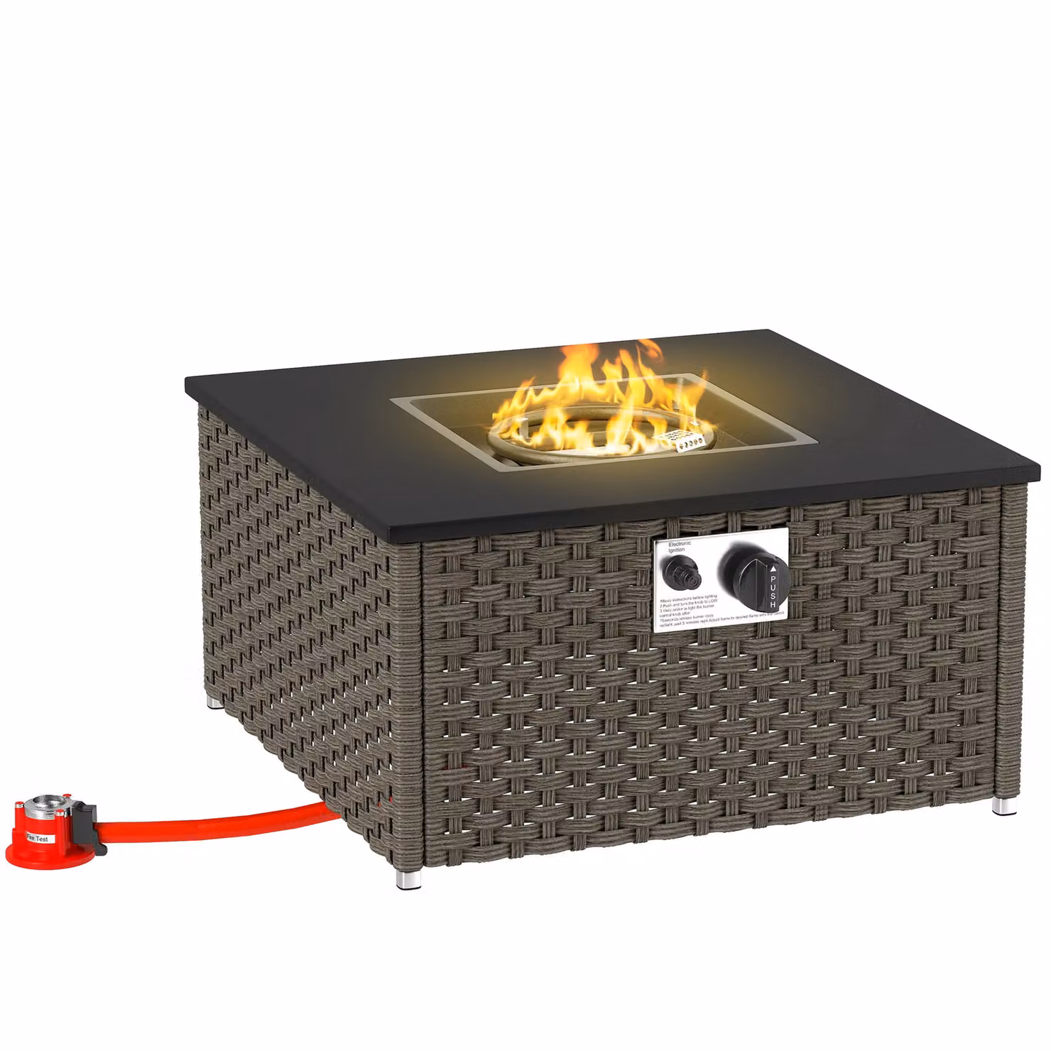 OUTSUNNY 13 kW Grey Rattan Fire Pit Table for your Garden – 2