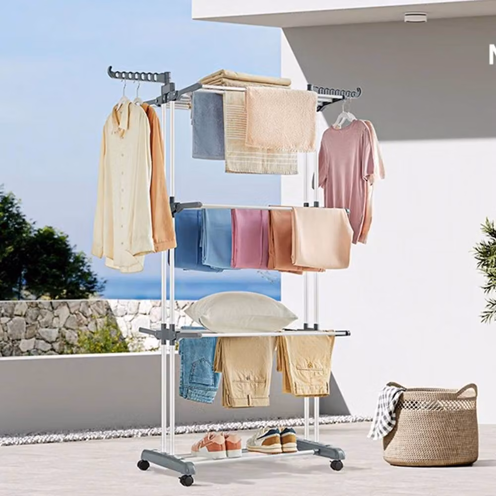 Hinsinc 4 Tier Foldable Clothes Airer Rack in Grey – 2
