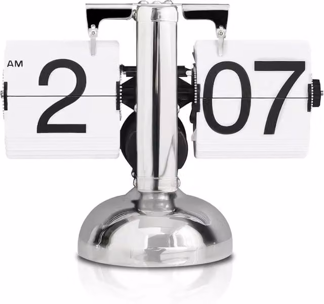 NESTLUNE Retro Silver Flip Down Digital Silent Quartz Clock, W/D/H: 100 x 15 x 15 cm