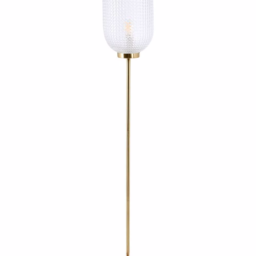 Wyld and Coco Modern Floor Lamp with Gold Metal Base and Transparent Glass Shade – 2