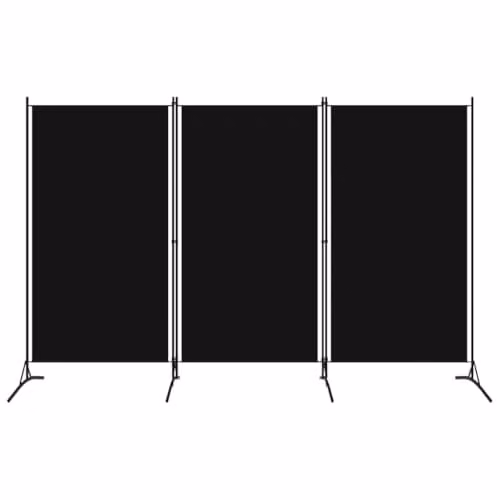 vidaXL 3-Panel Modern Fabric Room Divider, Black, W/H: 260 x 180 cm – 1