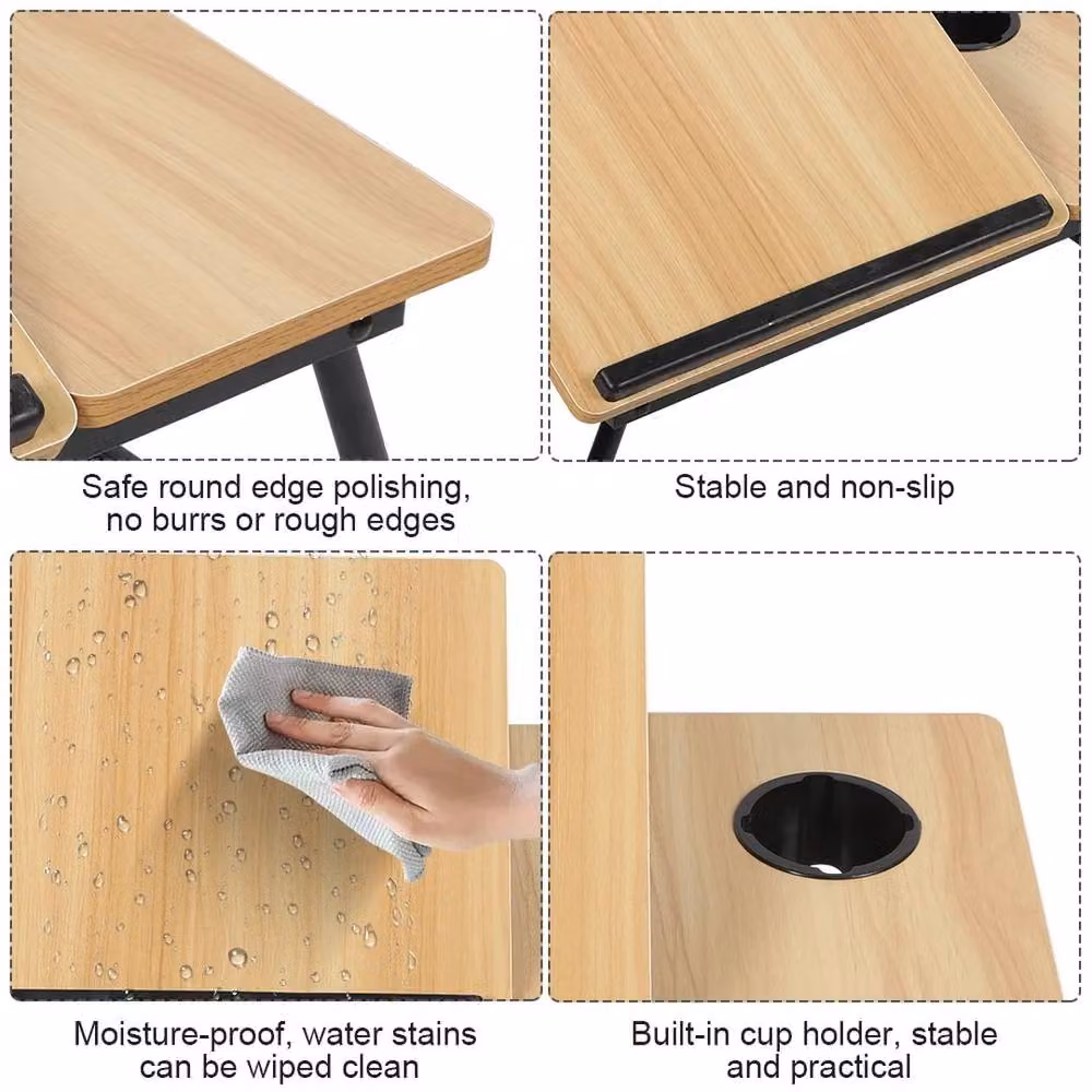 PAWNORA Folding Laptop Table in Brown Walnut with 5 Adjustable Height and Tilt Levels – 3