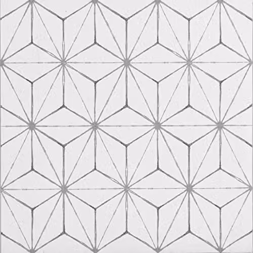 WallPops FP2481 Kikko Self-Adhesive Peel & Stick Floor Tiles, White, Set of 10, 30.48 x 30.48 cm – 1