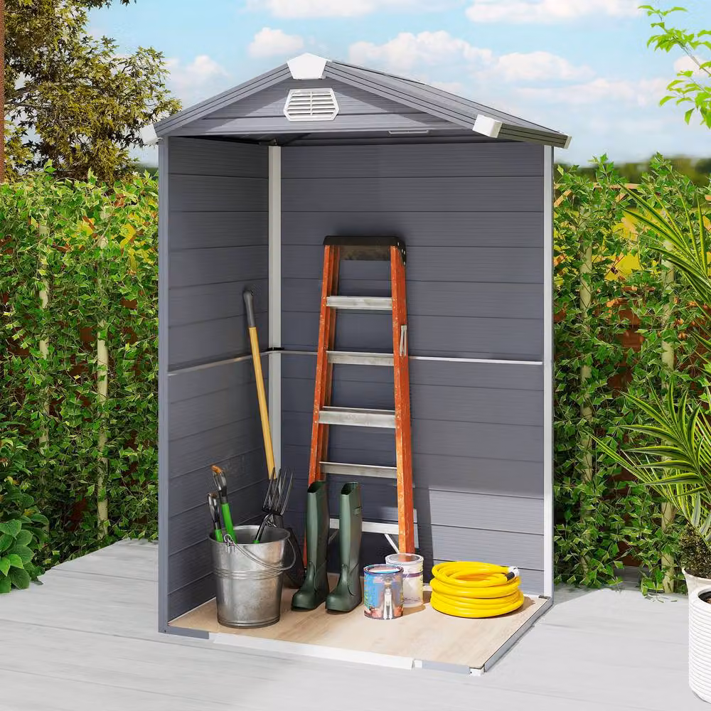 Rolipo Grey Plastic Garden Shed with Aluminium Frame – 7