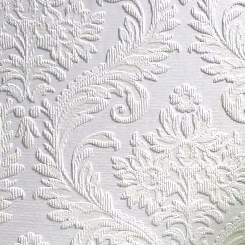Brewster RD80027 Classic Floral Textured Vinyl Wallpaper, White, Paintable and Washable